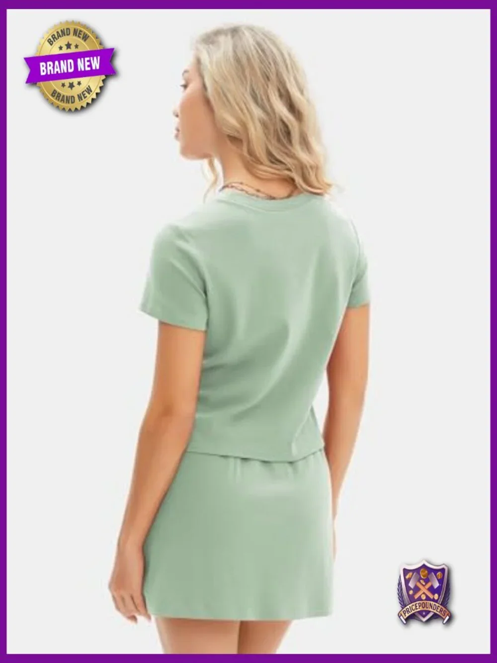 2 Piece Short Skirt Set Short Sleeve Tshirt Matching Skort Tennis Outfit